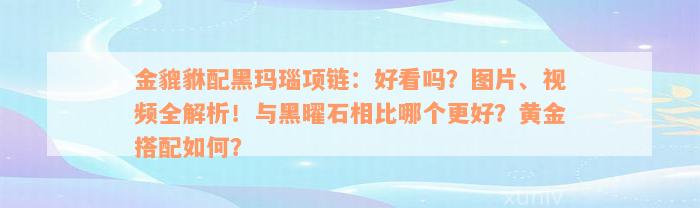 金貔貅配黑玛瑙项链：好看吗？图片、视频全解析！与黑曜石相比哪个更好？黄金搭配如何？