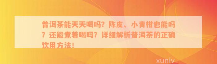 普洱茶能天天喝吗？陈皮、小青柑也能吗？还能煮着喝吗？详细解析普洱茶的正确饮用方法！