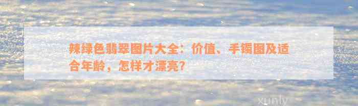 辣绿色翡翠图片大全：价值、手镯图及适合年龄，怎样才漂亮？