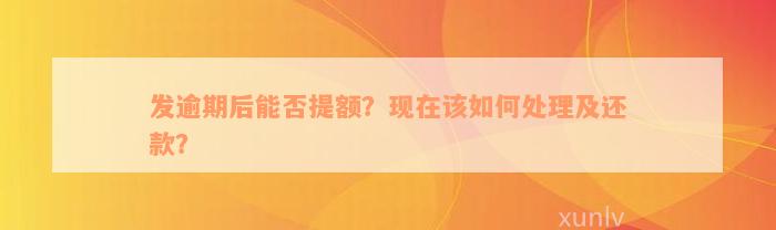 发逾期后能否提额？现在该如何处理及还款？