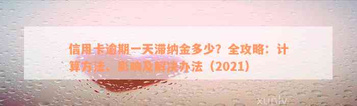 信用卡逾期一天滞纳金多少？全攻略：计算方法、影响及解决办法（2021）