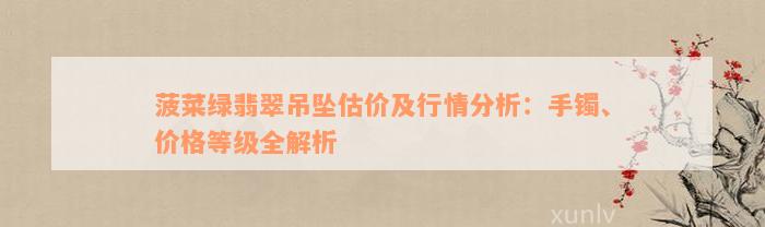 菠菜绿翡翠吊坠估价及行情分析：手镯、价格等级全解析