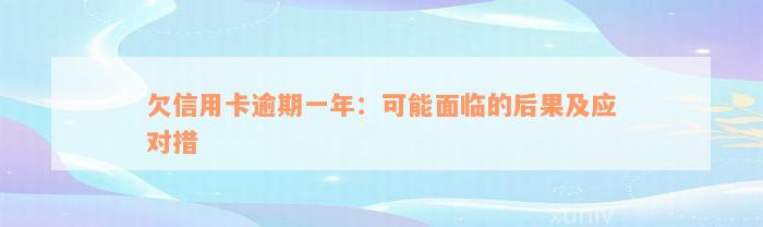 欠信用卡逾期一年：可能面临的后果及应对措