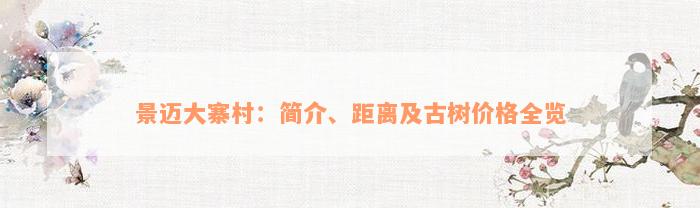 景迈大寨村：简介、距离及古树价格全览