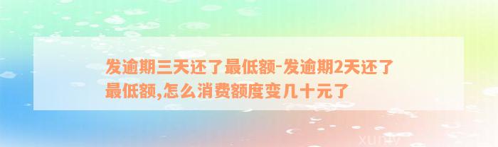 发逾期三天还了最低额-发逾期2天还了最低额,怎么消费额度变几十元了