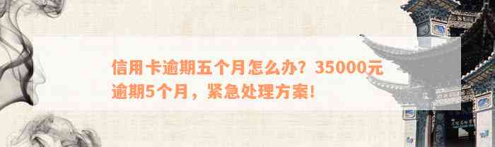 信用卡逾期五个月怎么办？35000元逾期5个月，紧急处理方案！