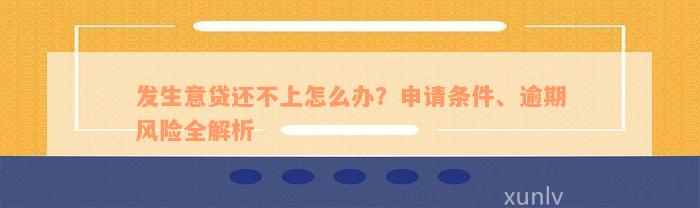 发生意贷还不上怎么办？申请条件、逾期风险全解析