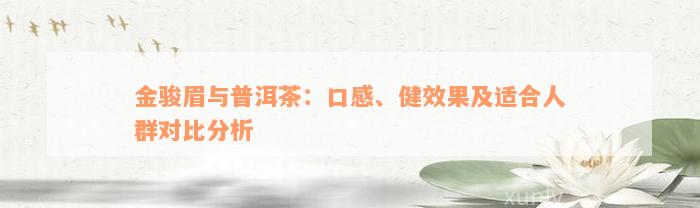 金骏眉与普洱茶：口感、健效果及适合人群对比分析