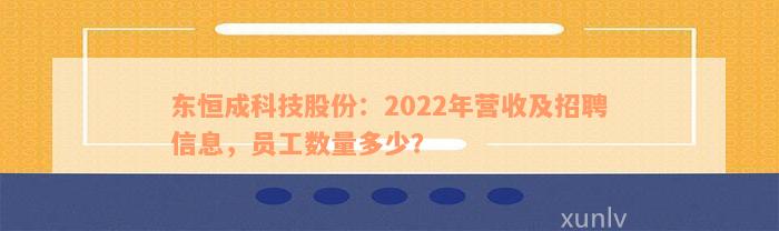 东恒成科技股份：2022年营收及招聘信息，员工数量多少？