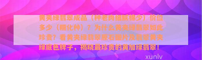 黄夹绿翡翠成品（种老肉细腻棉少）价位多少（糯化种）？为什么黄夹绿翡翠如此珍贵？看黄夹绿翡翠原石图片及翡翠黄夹绿底色牌子，揭晓最珍贵的黄加绿翡翠！