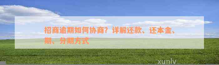 招商逾期如何协商？详解还款、还本金、期、分期方式