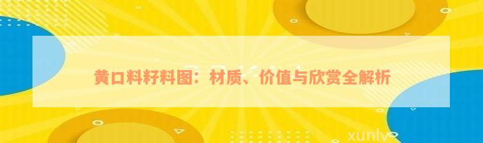 黄口料籽料图：材质、价值与欣赏全解析