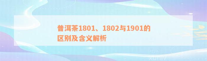 普洱茶1801、1802与1901的区别及含义解析