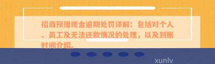 招商预借现金逾期处罚详解：包括对个人、员工及无法还款情况的处理，以及到账时间介绍。