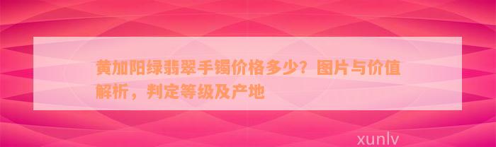 黄加阳绿翡翠手镯价格多少？图片与价值解析，判定等级及产地