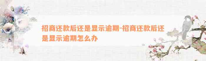 招商还款后还是显示逾期-招商还款后还是显示逾期怎么办