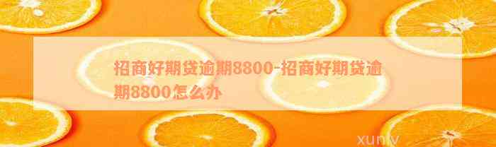 招商好期贷逾期8800-招商好期贷逾期8800怎么办