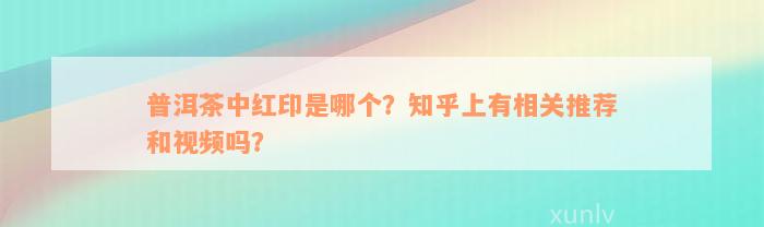 普洱茶中红印是哪个？知乎上有相关推荐和视频吗？