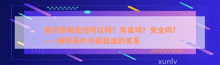 普洱茶用瓷泡可以吗？有毒吗？安全吗？——解析茶叶与瓷器皿的关系