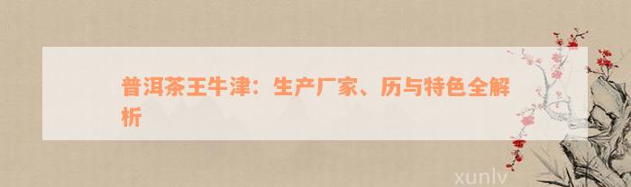 普洱茶王牛津：生产厂家、历与特色全解析