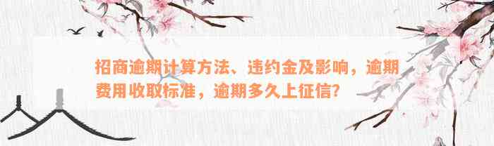 招商逾期计算方法、违约金及影响，逾期费用收取标准，逾期多久上征信？