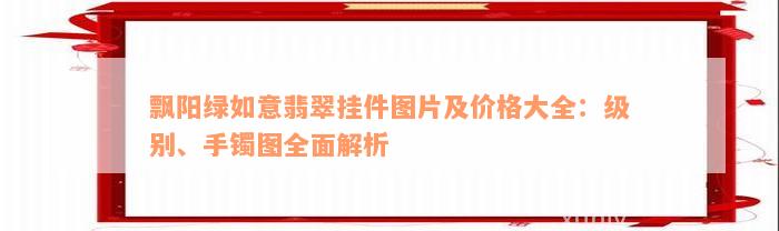 飘阳绿如意翡翠挂件图片及价格大全：级别、手镯图全面解析