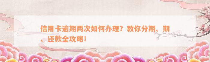 信用卡逾期两次如何办理？教你分期、期、还款全攻略！