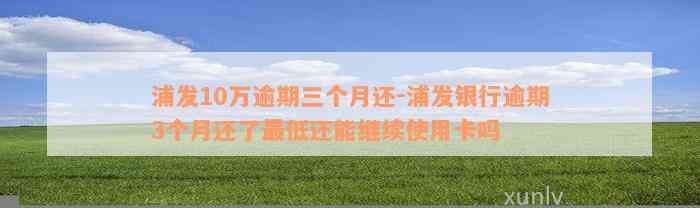 浦发10万逾期三个月还-浦发银行逾期3个月还了最低还能继续使用卡吗