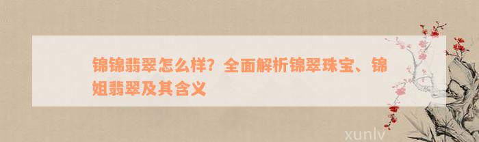 锦锦翡翠怎么样？全面解析锦翠珠宝、锦姐翡翠及其含义