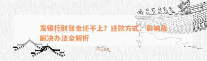 发银行财智金还不上？还款方式、影响及解决办法全解析