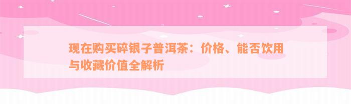 现在购买碎银子普洱茶：价格、能否饮用与收藏价值全解析