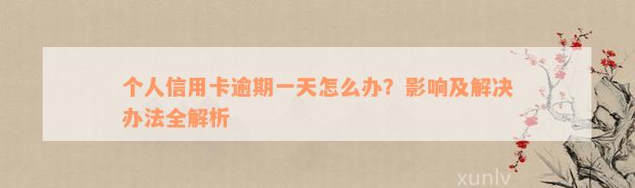 个人信用卡逾期一天怎么办？影响及解决办法全解析