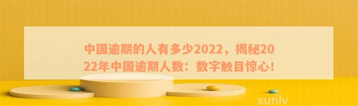 中国逾期的人有多少2022，揭秘2022年中国逾期人数：数字触目惊心！