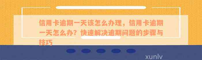 信用卡逾期一天该怎么办理，信用卡逾期一天怎么办？快速解决逾期问题的步骤与技巧