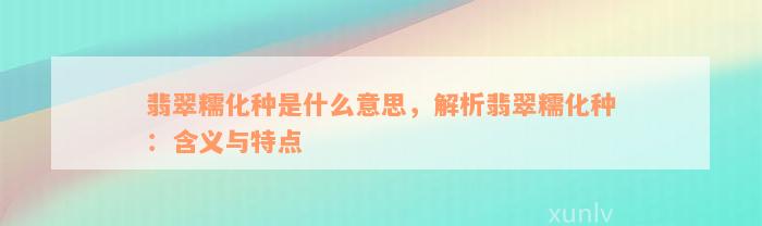 翡翠糯化种是什么意思，解析翡翠糯化种：含义与特点