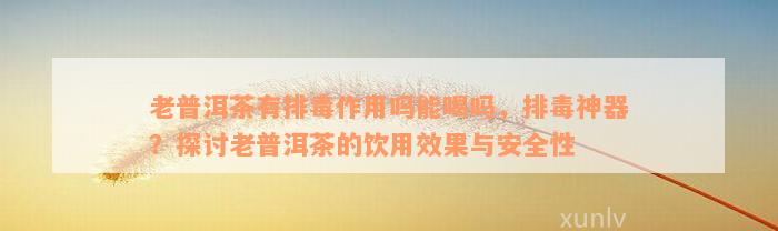 老普洱茶有排毒作用吗能喝吗，排毒神器？探讨老普洱茶的饮用效果与安全性