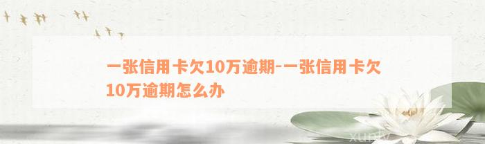 一张信用卡欠10万逾期-一张信用卡欠10万逾期怎么办