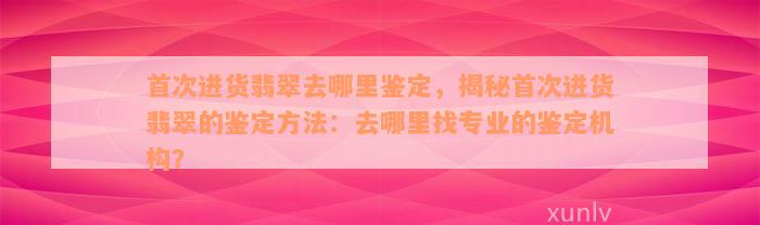 首次进货翡翠去哪里鉴定，揭秘首次进货翡翠的鉴定方法：去哪里找专业的鉴定机构？