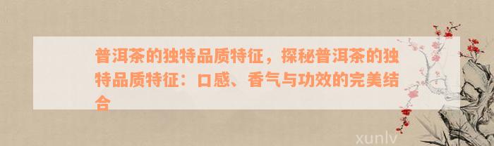 普洱茶的独特品质特征，探秘普洱茶的独特品质特征：口感、香气与功效的完美结合