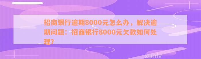 招商银行逾期8000元怎么办，解决逾期问题：招商银行8000元欠款如何处理？