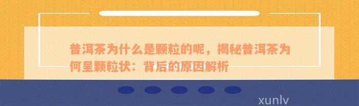 普洱茶为什么是颗粒的呢，揭秘普洱茶为何呈颗粒状：背后的原因解析