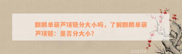 麒麟单葫芦项链分大小吗，了解麒麟单葫芦项链：是否分大小？