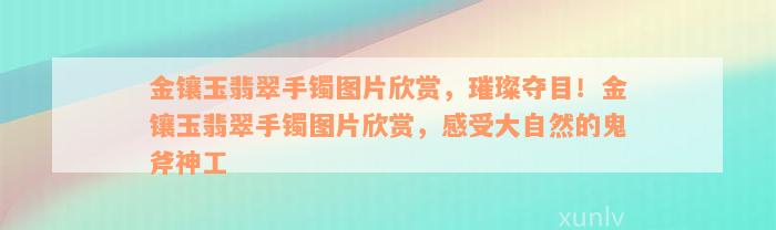 金镶玉翡翠手镯图片欣赏，璀璨夺目！金镶玉翡翠手镯图片欣赏，感受大自然的鬼斧神工