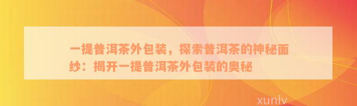 一提普洱茶外包装，探索普洱茶的神秘面纱：揭开一提普洱茶外包装的奥秘