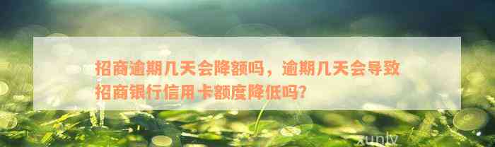 招商逾期几天会降额吗，逾期几天会导致招商银行信用卡额度降低吗？