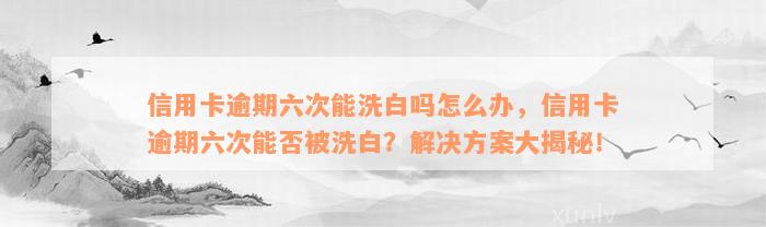 信用卡逾期六次能洗白吗怎么办，信用卡逾期六次能否被洗白？解决方案大揭秘！