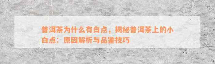 普洱茶为什么有白点，揭秘普洱茶上的小白点：原因解析与品鉴技巧