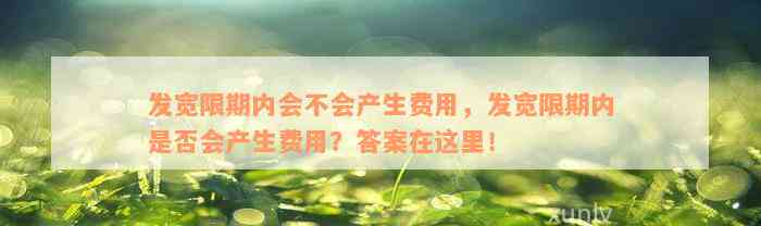 发宽限期内会不会产生费用，发宽限期内是否会产生费用？答案在这里！