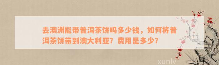 去澳洲能带普洱茶饼吗多少钱，如何将普洱茶饼带到澳大利亚？费用是多少？