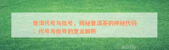 普洱代号与批号，揭秘普洱茶的神秘代码：代号与批号的意义解析